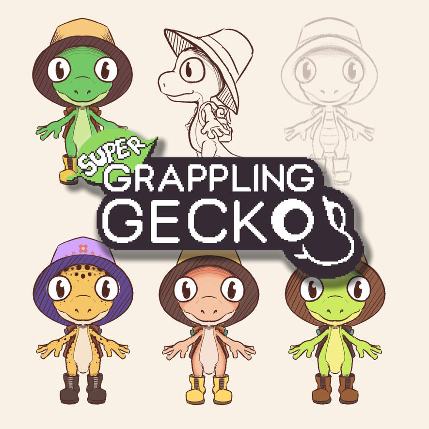 Super Grappling Gecko | Concept Art e Pixel Artista